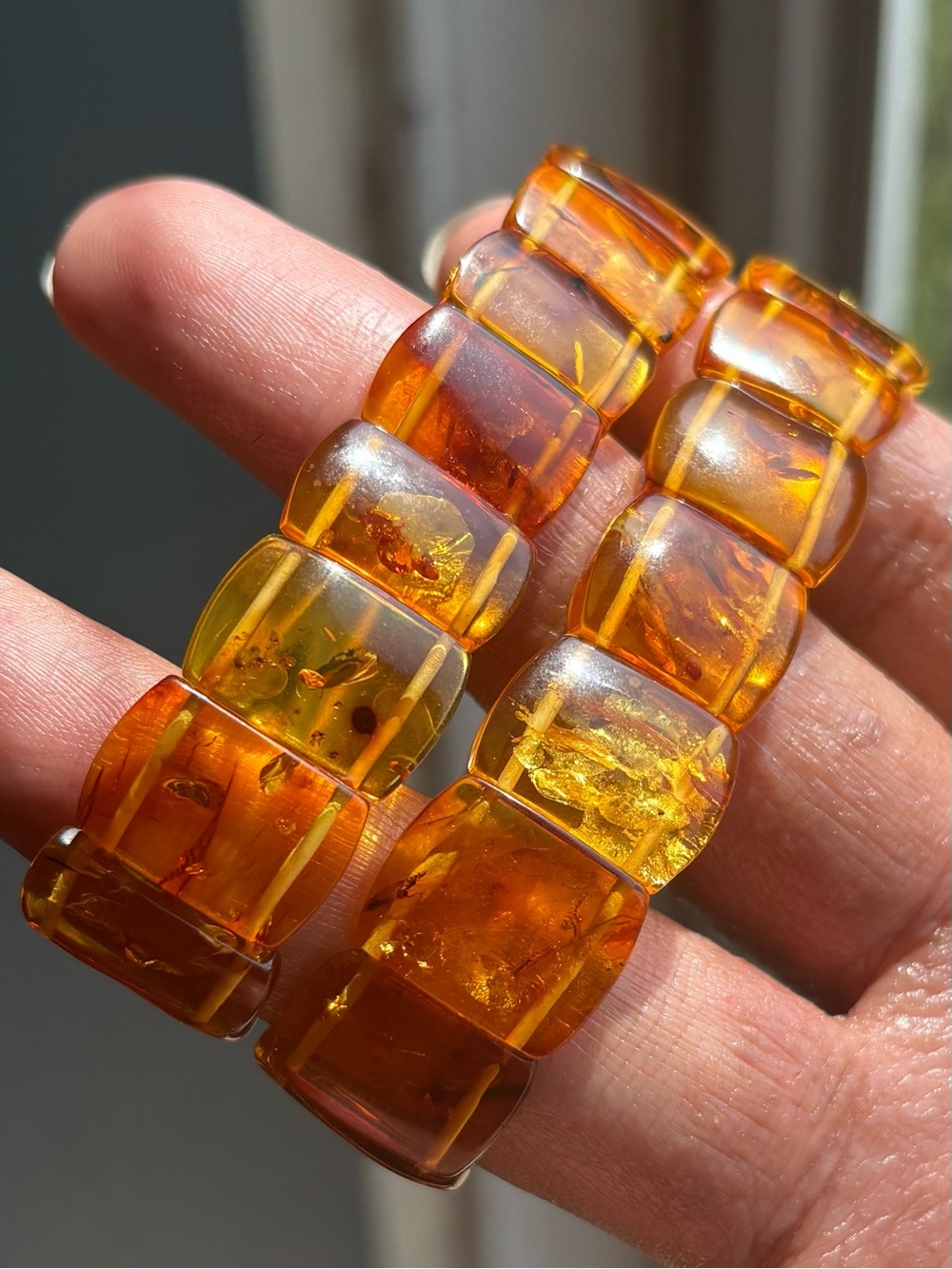 Flower Amber Bangle Crystal Bracelet 16mm - Picture 4 of 8